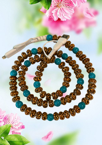 LEOPARD & TURQUOISE 4 IN 1 CHARGING CABLE