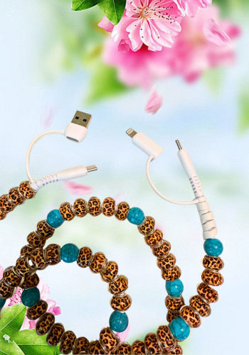 LEOPARD & TURQUOISE 4 IN 1 CHARGING CABLE