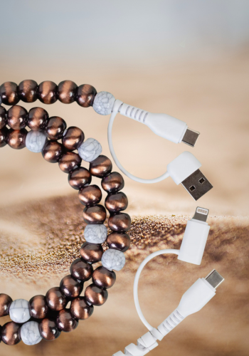 4-In-1 BEADED CHARGING CABLE - IVORY & COPPER