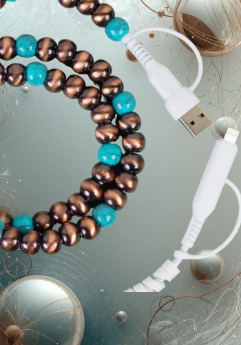 4-In-1 BEADED CHARGING CABLE - TURQUOISE & COPPER