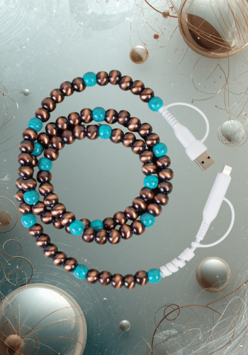 4-In-1 BEADED CHARGING CABLE - TURQUOISE & COPPER