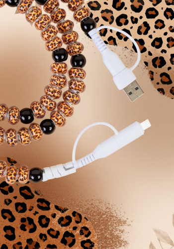 4-In-1 BEADED CHARGING CABLE - LEOPARD & BLACK
