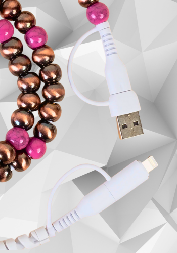 4-In-1 BEADED CHARGING CABLE - FUCHSIA & COPPER