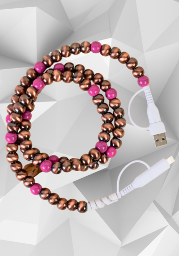 4-In-1 BEADED CHARGING CABLE - FUCHSIA & COPPER