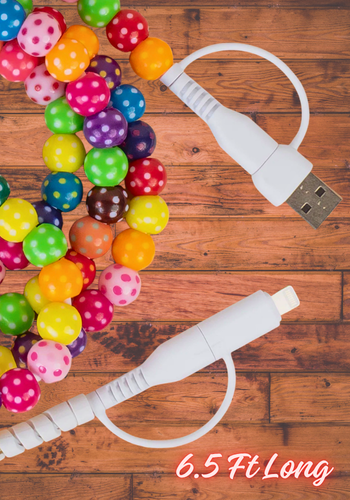 4-IN-1 MULTI-COLORED POLKA DOT EXTRA LONG BEADED CHARGING CABLE