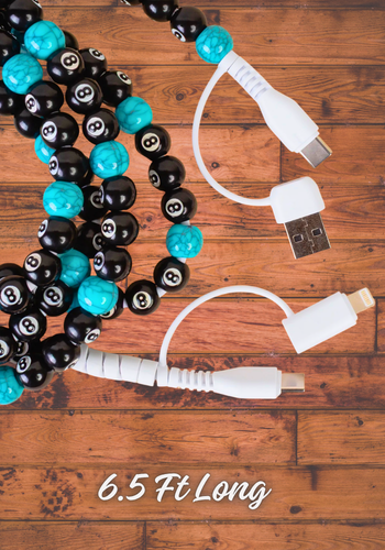 4-IN-1 EXTRA LONG TURQUOISE & 8-BALL CHARGING CABLE