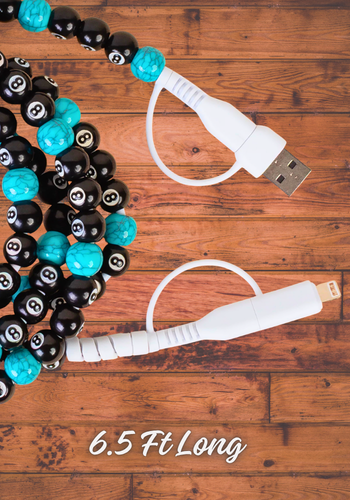4-IN-1 EXTRA LONG TURQUOISE & 8-BALL CHARGING CABLE