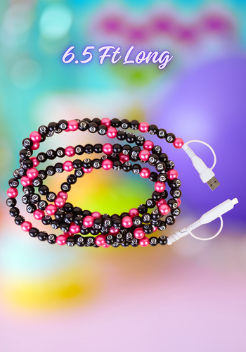 4-IN-1 FUCHSIA & 8-BALL EXTRA LONG BEADED CHARGING CABLE