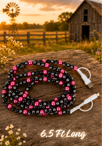 4-IN-1 FUCHSIA & 8-BALL EXTRA LONG BEADED CHARGING CABLE