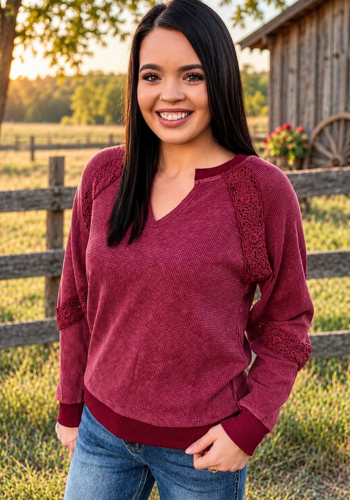 COWGIRL CHIC TOP - CRANBERRY