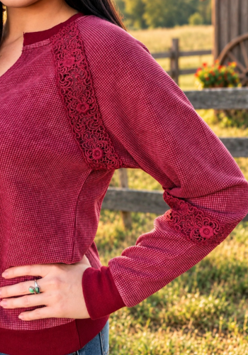 COWGIRL CHIC TOP - CRANBERRY