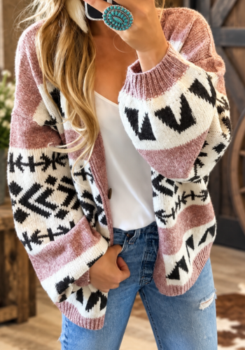 JACQUARD CONTRASTING COLOR KNITTED SWEATER