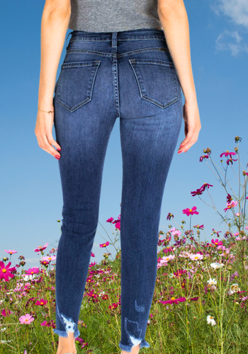 KANCAN GEMMA HIGH RISE ANKLE LEOPARD PATCH JEAN