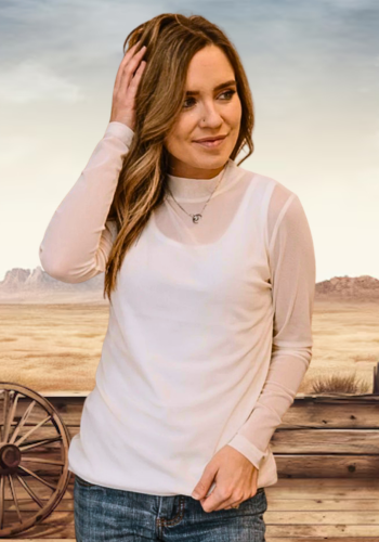 MESHED OUT IVORY TOP