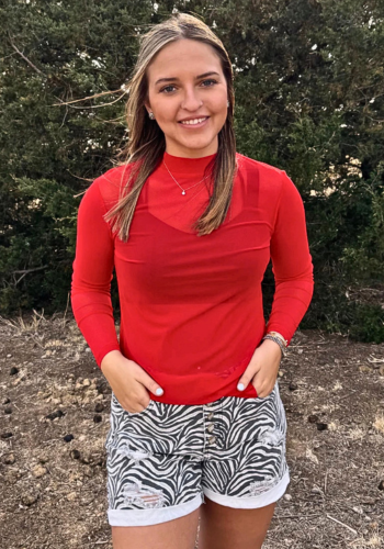 MESHED OUT RED TOP