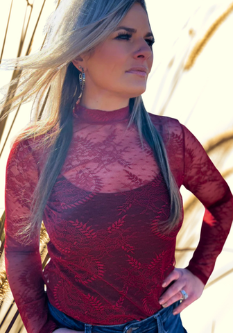 WRITE IT IN RED LACE TOP