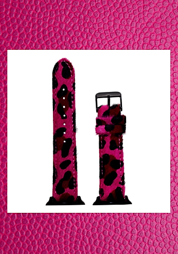 PINK LEOPARD PRINT LEATHER APPLE WATCH BAND