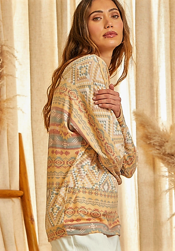 AZTEC TUNIC TOP WITH DOLMAN SLEEVES
