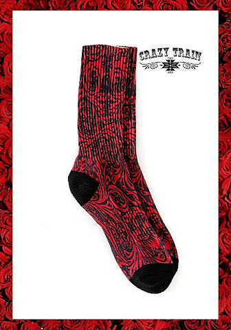 HIGH STEPPIN' SOCKS * RED TOOLED