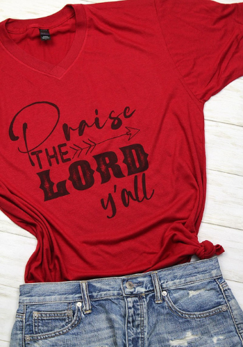 PRAISE THE LORD V-NECK TEE SHIRT