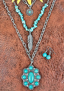 TURQUOISE LOS ADOBES LAYERED NECKLACE AND EARRINGS SET